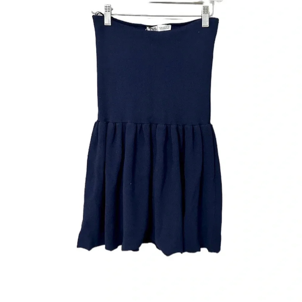 Zara Women's Navy Strapless Flowy Tunic Tube Top Size M NWOT